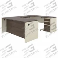 BESTAR U-Shaped Office Desk: White Chocolate, 71 1/8 in Overall Wd, 92 5/8 in Overall Dp, Antigua (MPN 99871-52). Key specifications — Color: White Chocolate; Desktop Color: Antigua; Material: Particle Board; Product Material: Laminate Particle Board.