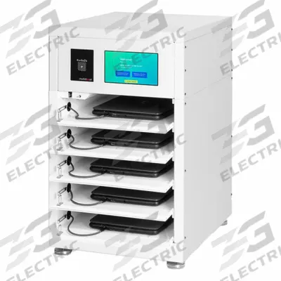 KWIK IQ Device Charging Locker: 16 in x 19.5 in x 25.5 in, Pedestal Mounting, (5) Tier - Access-Tracking Enabled Device-Charging Lockers