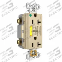 LEGRAND GFCI: Hospital Grade, Duplex, 5-20R, Ivory, GFCI, 125V AC, 20 A, 2 Pole / 3 Wire (MPN 2097HGTRPIAMBI)