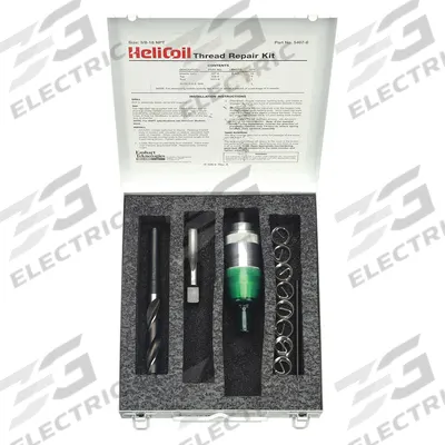 HELI-COIL Thread Repair Kit: Tanged Tang Style, Free-Running, 3/8"-18 Thread Size - Insert & Tool Kits