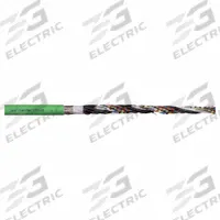 CHAINFLEX Measuring System Cable: (4) Pr 24 AWG (0.25)/(2) 17 AWG (1.0), Green, PUR Jacket (MPN CF111-010-D). Key specifications — Conductor Grouping: (4) Pair 24 AWG/(2) 17 AWG; Includes Ground: No; Overall Length: Order by the Foot; Minimum Bend Radius Factor - Fixed: 5 x OD; Minimum Bend Radius Factor - Flexible: 8 x OD; Brand: CHAINFLEX.