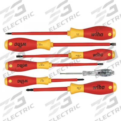 WIHA Insulated Screwdriver Set: 1-10 Pieces, 7 Pieces, Phillips/Slotted/Square Tip - Insulated Screwdriver Sets
