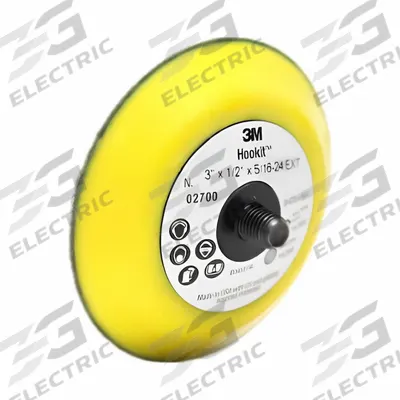 3M Hook-and-Loop Disc Backup Pad: 3 in Dia x 1/2 in T, 5/16"-24 Threaded-Shank - Threaded-Shank Sanding Disc Backing Pads