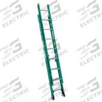 WERNER Extension Ladder: 16 ft Ladder Size, Fiberglass, 225 lb Load Capacity, 27 lb Wt, 2 Sections (MPN D5916-2). Key specifications — Color: Green; Brand: WERNER; Included Features: Mar-Resistant End Caps; Removable Fly: Removable.