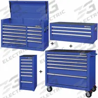 WESTWARD Rolling Cabinet Kit: 27 Drawers, Heavy Duty, Keyed, 57 1/2 in W x 19 in D x 82 3/4 in H (MPN 361LN9). Key specifications — attr1116680: Blue; attr1116684: Ball Bearing; attr1116690: WESTWARD; attr1116659: Keyed; attr1116661: Intermediate Chest 42 in W x 19 in D x 16 in H.