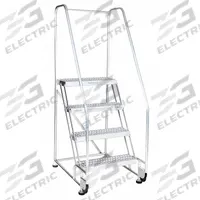 COTTERMAN Rolling Ladder: 3.3 ft Platform Ht, Assembled, Aluminum, 350 lb Load Capacity - Max (MPN 4TA26A3E10B8C50P6). Key specifications — Color: Gray; Brand: COTTERMAN; Handrail Configuration: Double Handrails; Rear Chain: None.