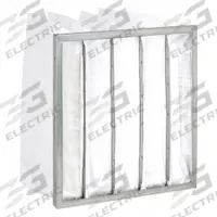 GRAINGER Pocket Air Filter: 20 in x 20 in x 14 in, MERV 8, Beige/Yellow, Fiberglass, 5 Pockets (MPN 5E863). Key specifications — attr1286329: EA; attr1286352: GRAINGER; attr1286334: Fiberglass; attr1286332: MERV 8.