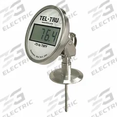 TEL-TRU Digital Thermometer: -75°F to 750°F, +/-2°F at 0-300°F, 2.5 in Stem Lg, NIST Traceable (MPN SD5AB09213P22023-10). Key specifications — Accuracy: +/-2°F at 0-300°F; Brand: TEL-TRU; Lens Material: Polycarbonate.