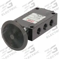 ARO Manual Air Control Valve: 50, Four-Way / Two-Position, Button, Black, 16 scfm Flow Rate - Max (MPN 5040-12). Key specifications — attr1092903: Black; attr1086905: Manual Return; attr1086907: 50; attr1086914: Normally Open; attr1086904: Manual Air Control Valve; attr1086871: 5040-12.