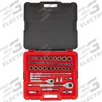 PROTO Socket Set: 3/8 in, 1/2 in Drive, 52 Piece, Metric/SAE, 3/8 in to 1 1/8 in/5.5 mm to 23 mm (MPN J52352S). Key specifications — attr1224269: 3/8 in, 1/2 in; attr1204650: 5.5 mm to 23 mm; attr1204673: Socket Bits Not Included; attr1204688: PROTO; attr1206170: Standard Sockets.
