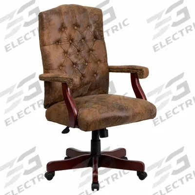 FLASH FURNITURE Office Chair: Derrick, Brown, Fabric Material, 27 1/2 in Back Ht - Fixed-Arm Office Chairs