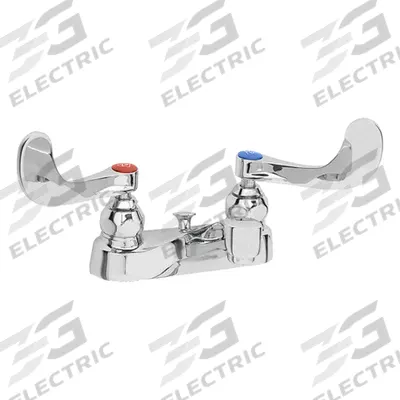 T&S BRASS Low Arc Bathroom Faucet: Cast Brass, Chrome Finish, 2.2 gpm Flow Rate, Centerset - Centerset Handle Bathroom Faucets