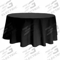 R&R TEXTILE Tablecloth: Round, Black, Polyester, 71 in Dia (MPN AT-Signature-71R-6297-Black). Key specifications — Material: Polyester; Brand: R&R TEXTILE.