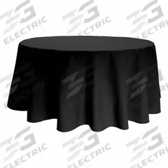 R&R TEXTILE Tablecloth: Round, Black, Polyester, 71 in Dia (MPN AT-Signature-71R-6297-Black). Key specifications — Material: Polyester; Brand: R&R TEXTILE.