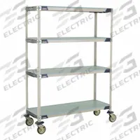 METRO Utility Cart: 50 in x 20 in, 67 in Overall Ht, 4 Shelves, Antimicrobial/Corrosion-Resistant (MPN X356EFX3). Key specifications — Resistance Properties: Antimicrobial; Corrosion-Resistant; Shelf Configuration: Standalone; Brand: METRO; NSF Approved: Yes; Number of Shelves: 4; Caster Wheel/Configuration: (2) Swivel Casters; Material: Polymer.