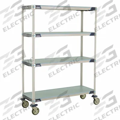 METRO Utility Cart: 50 in x 20 in, 67 in Overall Ht, 4 Shelves - Harsh-Environment Antimicrobial Mobile Plastic Shelving