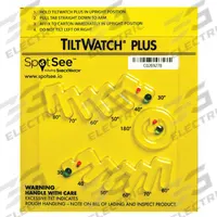 TILTWATCH Tilt Indicating Label: Tilt Indicator, 5 3/8 in x 4 11/16 in, 4 11/16 in Label Wd, 50 PK (MPN 24114). Key specifications — Background Color: Yellow; Tilt Indicator Type: Tilt Indicator; Brand: TILTWATCH; Resettable: Not Resettable.