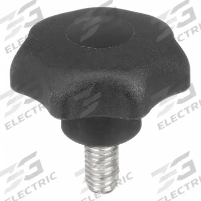 KIPP Hand Knob: 7 Point, Plastic w/ SS Thread, 3/8"-16 Thread, 20 mm Thread Lg - 7-Arm Knobs with Threaded Stud