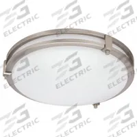 LED Flush Mount: 12 5/8 in Dia, Brushed Nickel, 3 1/8 in Ht, 1,100 lm, 4000K, 16 W, 120V AC, Saturn (MPN FMSATL 13 14840 BN M4). Key specifications — Voltage: 120V AC; Brand: LITHONIA LIGHTING; For Bulb Type: Integrated LED; Includes Bulb: No; Color Temperature: 4000K; Housing Finish/Color (Broad): Brushed Nickel.