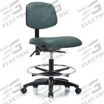 APPROVED VENDOR Cleanroom Chair: Vinyl, Armless, Ht Range 22 in to 29 in, 18 1/2 in Seat Wd - Vinyl Lab Chairs