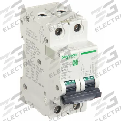 SCHNEIDER Supplementary Protector: 25 A Amps, 14kA at 240V AC, Screw Clamp, C60SP - B-Curve, 2-Pole UL1077 DIN Rail-Mount Supplementary Protectors