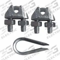 DAYTON Wire Rope U-Bolt Clip and Thimble Kit: 1/8 in Compatible Rope Dia, 3 1/4 in Rope Turnback Lg (MPN 1DKK9). Key specifications — Clip Material: Stainless Steel; Thimble Material: Stainless Steel; Brand: DAYTON.