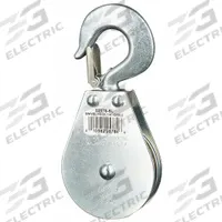APPROVED VENDOR Pulley Block: Swivel, Upright Mount, Pulling, 685 lb Working Load Limit, Wire Rope (MPN 4JX75). Key specifications — attr994542: Pulley Block; attr994528: APPROVED VENDOR; attr994530: Wire Rope; attr994543: Swivel; attr994552: Swivel Hook; attr994538: Pulling; attr994527: Sleeve; attr994534: Zinc.