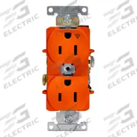 LEVITON Receptacle: Duplex, 5-15, Orange, 125V AC, 15 A, 2 Pole / 3 Wire (MPN 5262-IG)
