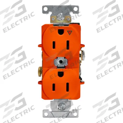 LEVITON Receptacle: Duplex, 5-15, Orange, 125V AC, 15 A, 2 Pole / 3 Wire (MPN 5262-IG) - General Purpose Receptacles