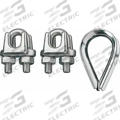 RONSTAN Wire Rope U-Bolt Clip and Thimble Kit: 5/32 in Compatible Rope Dia, 1 Thimbles Included (MPN ID003404-04). Key specifications — Clip Material: Stainless Steel; Thimble Material: Stainless Steel; Brand: RONSTAN.