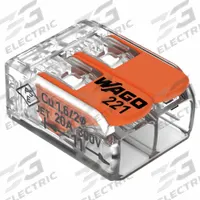 WAGO Lever Wire Connector: 2 Port, 24 AWG – 12 AWG Solid Wire Size Range, 32 A, 600 V, 221 Series (MPN 221-412/K194-4045). Key specifications — attr1307071: WAGO; attr1307104: Lever; attr1351713: 221.