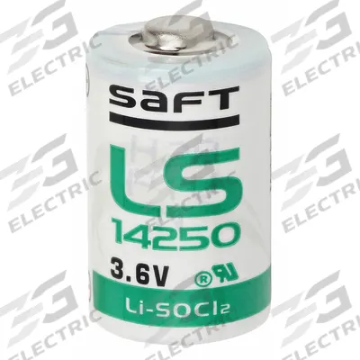 SAFT Battery: 1/2 AA Battery Size, Lithium, 1,200 mAh Capacity