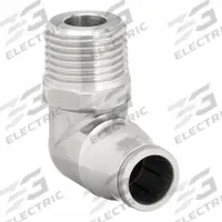 LEGRIS Push-Fit Elbow Fitting: 3/8 in Pipe x 12 mm OD Size, MNPT x Push-to-Connect, Stainless Steel (MPN 3889 12 18). Key specifications — Brand: LEGRIS; Thread Size A: 3/8".
