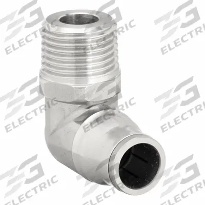 LEGRIS Push-Fit Elbow Fitting: 3/8 in Pipe x 12 mm OD Size, MNPT x Push-to-Connect - Stainless Steel Tube Fittings
