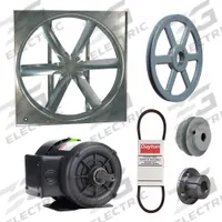 DAYTON Supply Fan w/Drive Package: Belt Drive, 30 in Blade, Totally Enclosed, 8,867 cfm, 3 ph (MPN 7CC21). Key specifications — Nameplate Voltage: 208-230/460V AC; Assembled: Unassembled; Brand: DAYTON; Enclosure Design: Totally Enclosed Motor.