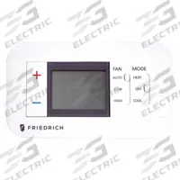 FRIEDRICH Wired Thermostat: Wired Thermostat, 5 11/16 in x 7 9/16 in x 2 1/8 in, Mounting Kit (MPN RT7). Key specifications — Manufacturer Part Number: RT7; Product Type: Wired Thermostat; Includes: Mounting Kit; Brand: FRIEDRICH.