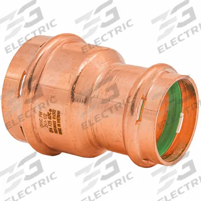 QUICKFITTING SUREPRESS Press Copper Coupling: 2 in CTS x 1 1/2 in CTS size - Plumbing Copper & Bronze Press Tube Fittings with Seal Window