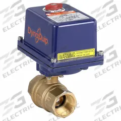 DYNAQUIP CONTROLS Electrically Actuated Two-Way Ball Valve: 1 1/4 in, Brass, 120V AC, FNPT x FNPT (MPN 189026B.1). Key specifications — Included Mounting: ISO 5211 Actuator Mounting Pad; Brand: DYNAQUIP CONTROLS; Stem Material: Nickel-Plated Brass; Actuator Features: Thermal Overload Protection.