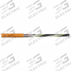 CHAINFLEX VFD Servo Motor Cable: (4) 4 AWG (25.0)/(2) Shielded Twisted Pr 16 AWG (1.5), Orange (MPN CF27-25150202D). Key specifications — Conductor Grouping: (4) 4 AWG/(2) Shielded Twisted Pair 16 AWG; Includes Ground: Yes; Overall Length: Order by the Foot; Minimum Bend Radius Factor - Fixed: 4 x OD; Minimum Bend Radius Factor - Flexible: 6 x OD; Brand: CHAINFLEX.