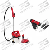 MILWAUKEE Sprayer Kit: 1 gal Tank, Poly Tank, 17 ft Max Spray Distance, 80 psi, Adj Nozzle, 10-20 ft (MPN 2528-21G1, 49-16-2764). Key specifications — Brand: MILWAUKEE; Chemical Compatibility: Fertilizer; Tank Material: Poly.
