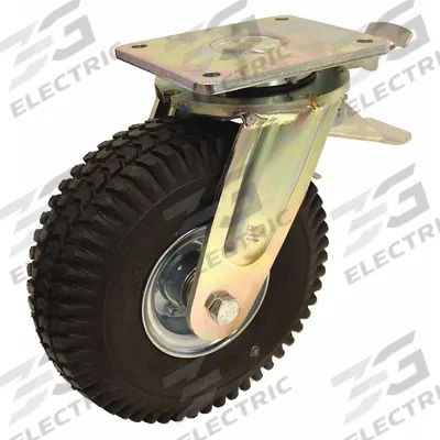 APPROVED VENDOR Plate Caster: Swivel, Steel, 11 13/16 in Wheel Dia., 4 in Wheel Wd, Hole - Plate Casters with Pneumatic Wheels