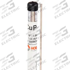 HOBART Brazing Alloy: Phos Copper, 5%, BCuP-3, 1/8 in x 18 in, Bare (MPN 6ETP1). Key specifications — Tensile Strength: Not Rated; Yield Strength: Not Rated; Manufacturer Part Number: 6ETP1; Brand: HOBART; pack-container: 1/pk.