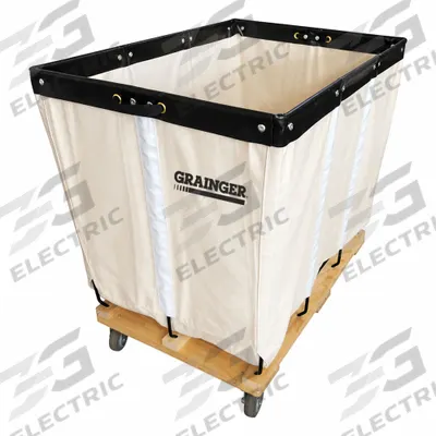GRAINGER Basket Truck: 15 cu ft, 600 lb, 35 in L x 25 in W x 33 1/2 in H, White - Basket Trucks with Permanent Abrasion-Resistant Canvas Liner