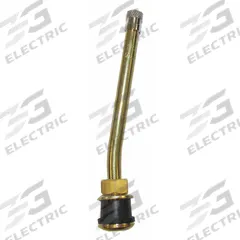 HALTEC Tire Valve: Tire Valve, Clamp-In, 180° Valve Stem Angle, Straight, Std Bore Valve Size, Gold (MPN TV-573-13). Key specifications — Valve Type: Clamp-In; Thread Size: 5/16-32 in; Valve Shape: Straight; Color: Gold; Product Type: Tire Valve; Standards: TR573; Compatible Vehicle Type: Buses; Material: Brass.