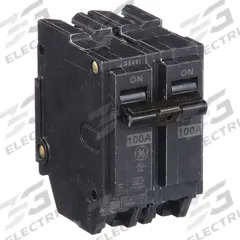 GE Miniature Circuit Breaker: THQL, 100 A, 120/240V AC, Single Phase, 10kA at 120/240V AC, Std (MPN THQL21100). Key specifications — Amps: 100 A; AC Voltage Rating: 120/240V AC; Phase: Single; Max. AIR Rating: 10kA at 120/240V AC; For Use With: Power Mark Gold Load Centers and AQ Lighting Panels.