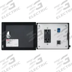 NVENT HOFFMAN Data Interface Port: Steel, 120V GFCI Receptacle/RJ45, 8 in (W) x 8 1/2 in (H) (MPN HGF5ETH). Key specifications — Manufacturer Part Number: HGF5ETH; Brand: NVENT HOFFMAN; Resets: 5 A Reset; IP Rating: IP66; Panel Configuration: RJ45; Panel Terminations: RJ45.