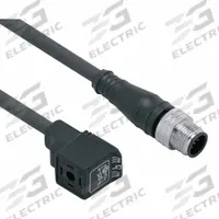 IFM Patch cable: M12 Male Straight x DIN Form C Industrial, 5 m Cable Lg, PUR, Black, 5 Pins, IP67 (MPN E11440). Key specifications — Wire Size: 5.00 mm; Brand: IFM; Cable Jacket Color: Black; IP Rating: IP67.