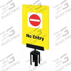 TENSABARRIER Acrylic Sign: Yellow, No Entry Message, 11 in Overall Lg, 7 in Overall Wd (MPN S14-P-35-7X11-V-HDSB-1701-33). Key specifications — Brand: TENSABARRIER; Color: Yellow; Includes: Mounting Adapter; Message: No Entry; For Use With: Tensabarrier Posts; Material: Acrylic.