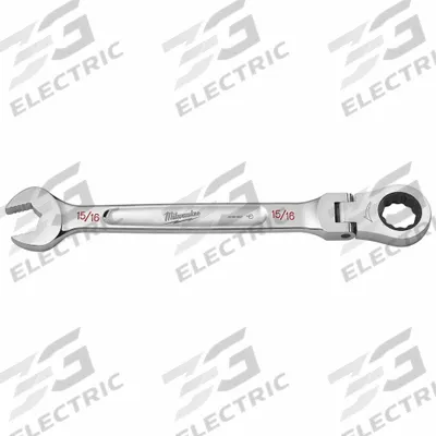 MILWAUKEE Combination Wrench: Chrome Vanadium Steel, Chrome, 15/16 in Head Size - SAE 12-Point Ratcheting Combination Wrenches