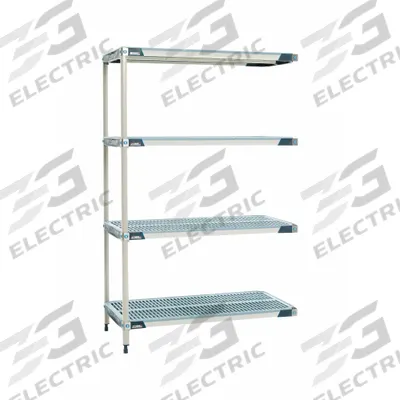 METRO Plastic Industrial Shelving: 24 in x 24 in, 62 in Overall Ht, 4 Shelves - Harsh-Environment Antimicrobial Stationary Plastic Shelving